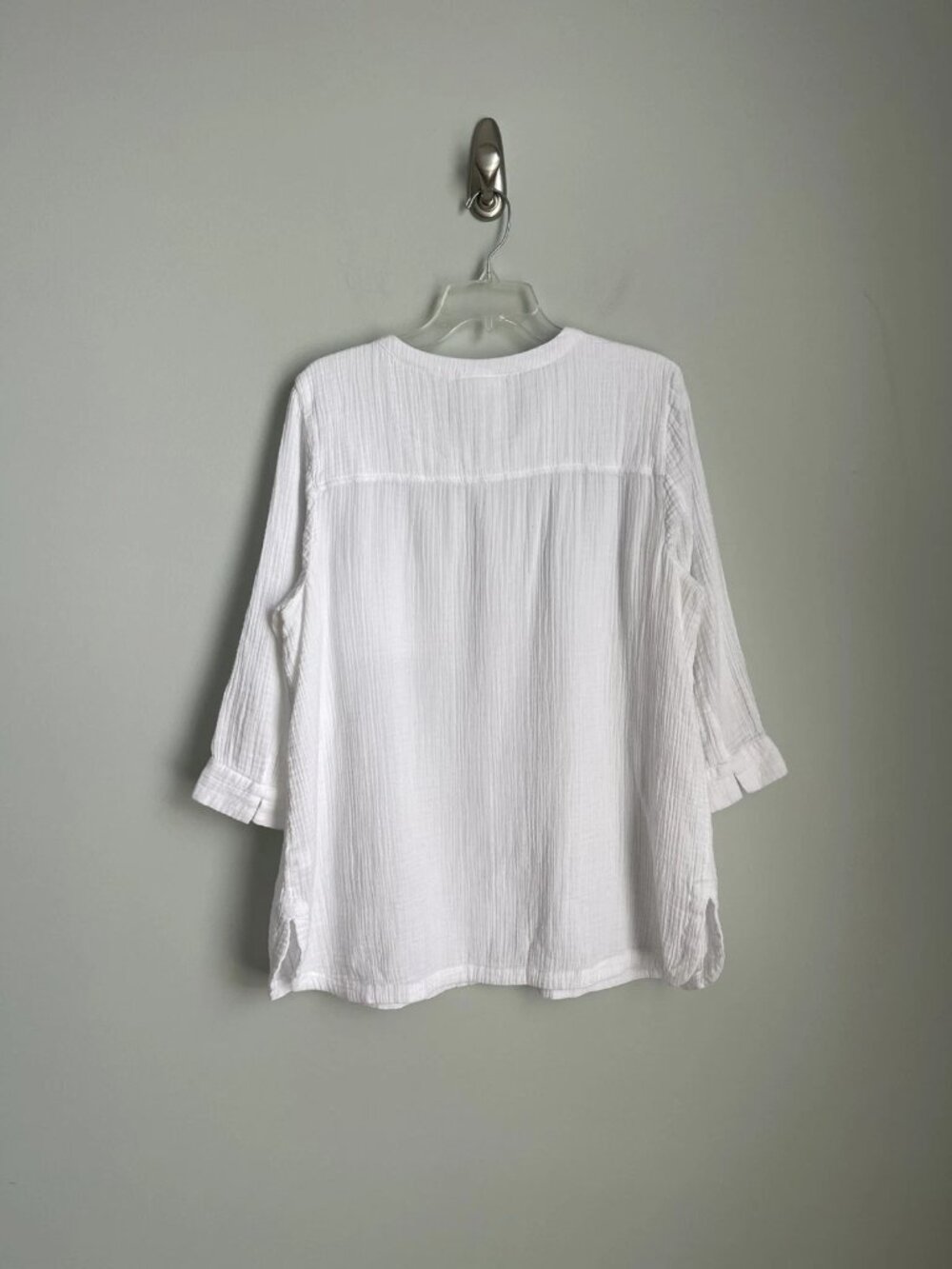 Pure J Jill White Cotton Gauze 3/4 Sleeve Tunic Cottagecore Coastal - Picture 5 of 8